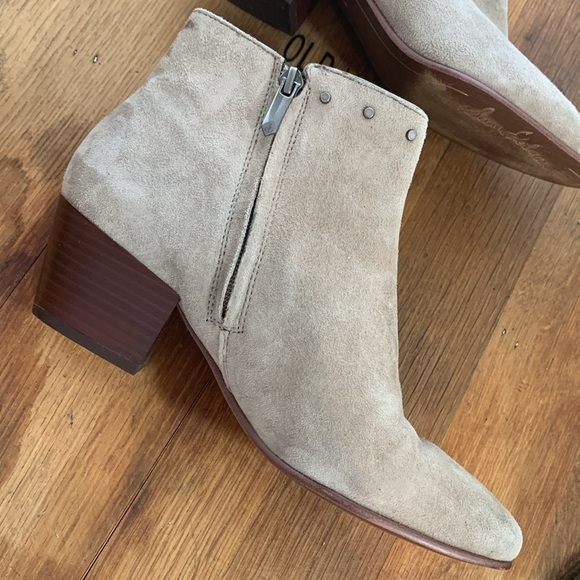 Sam Edelman | Rudie Tan Suede Fringe Tassel Studded Zip Slip On Ankle Boots 7M - Picture 10 of 17